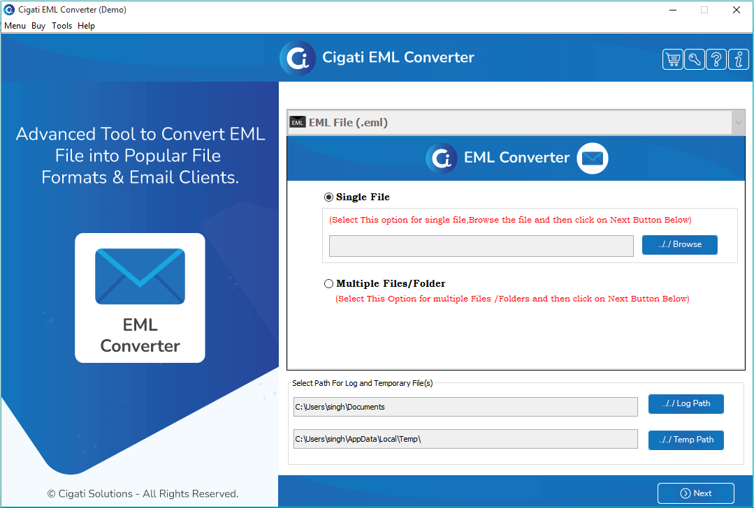 Cigati EML to PDF Converter software