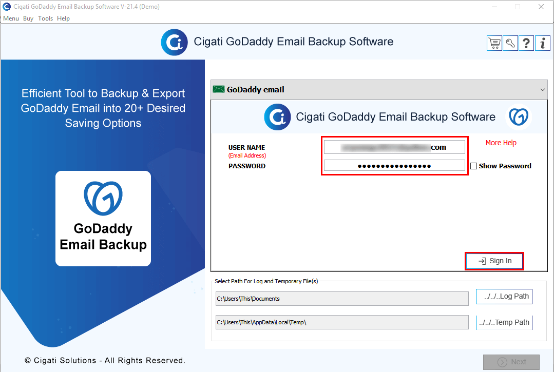 know-how-to-use-cigati-godaddy-email-backup-software