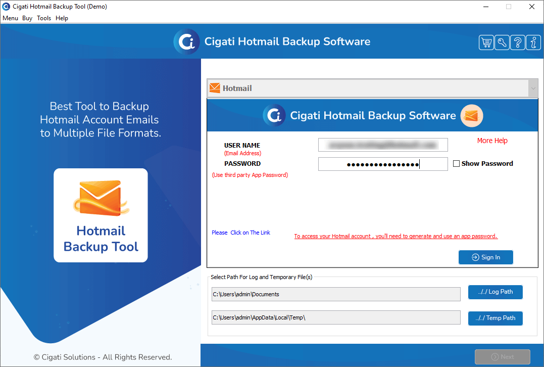 easeus email settings hotmail backup