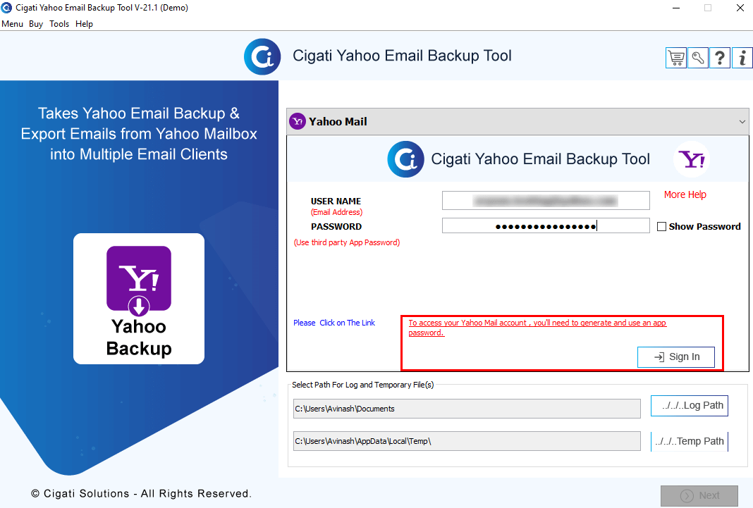 how to backup yahoo emails