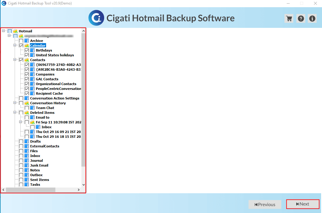 hotmail backup tool